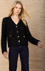 Madalyn Boucle Cardigan, color-Black