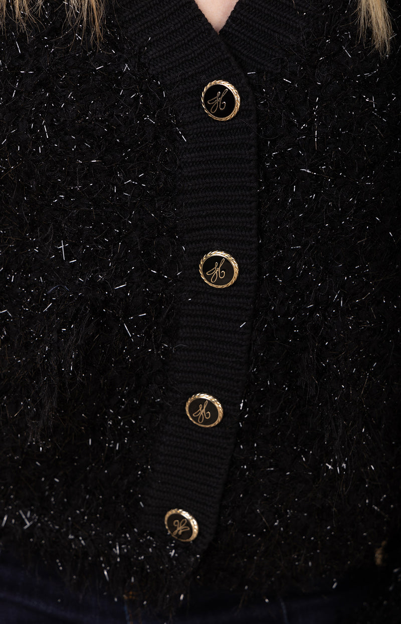 Madalyn Boucle Cardigan, color-Black