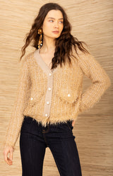Madalyn Boucle Cardigan, color-Beige