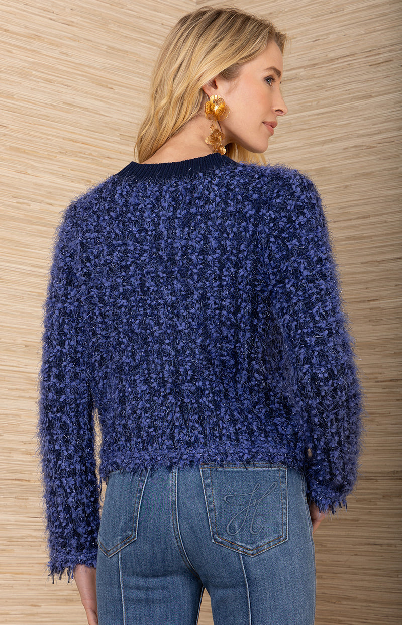 Madalyn Boucle Cardigan, color-Navy