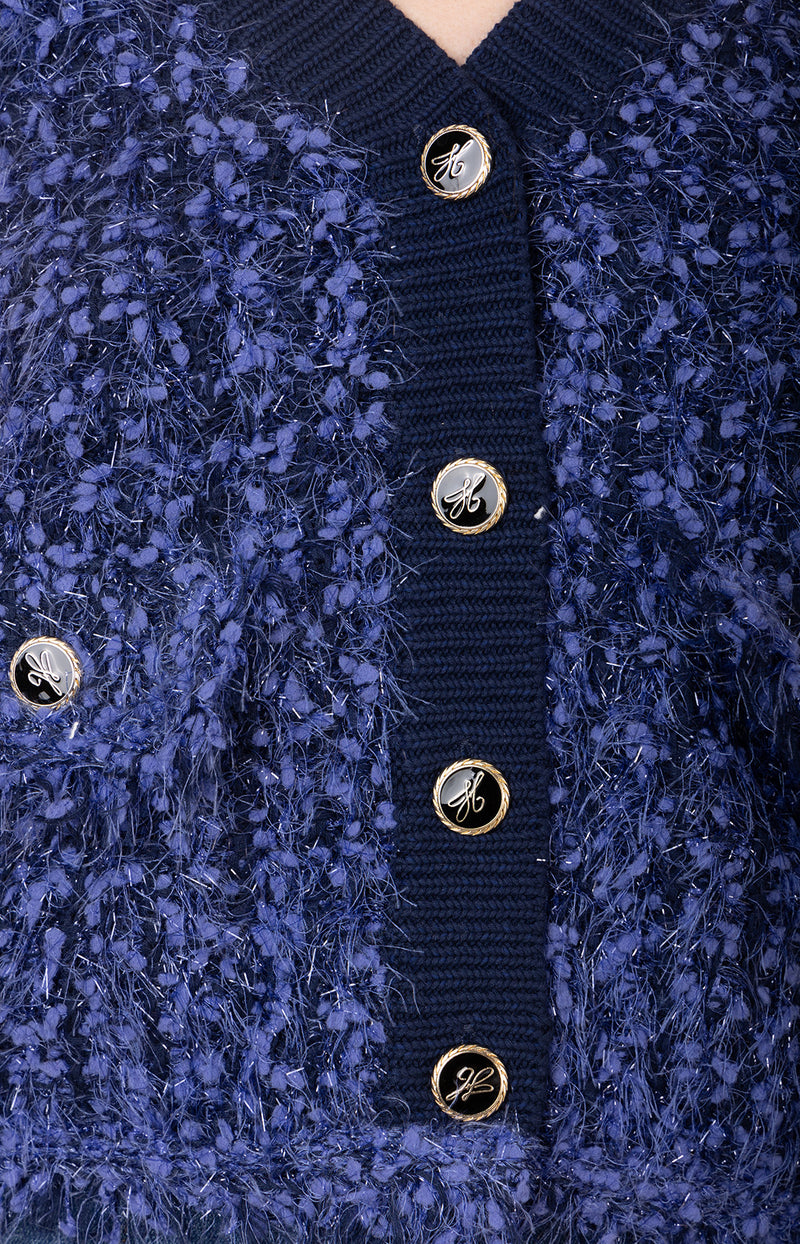 Madalyn Boucle Cardigan, color-Navy