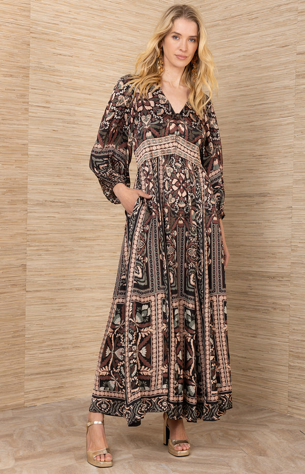 Amaris Charmeuse Dress, color-Black