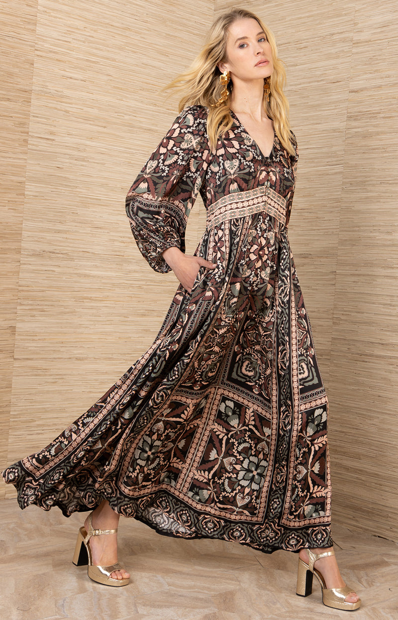 Amaris Charmeuse Dress, color-Black