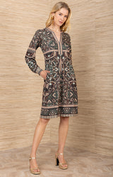 Giavanna Beaded Jersey Dress, color-Black