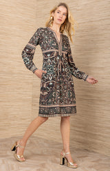 Giavanna Beaded Jersey Dress, color-Black