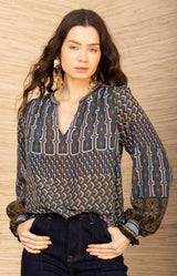 Addilynn Silk Top, color-Teal