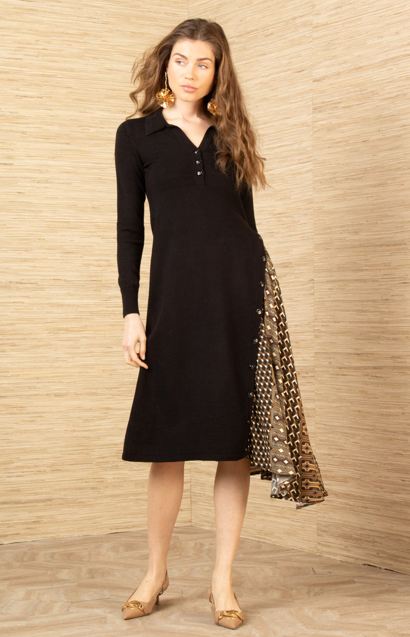 Kynlee Sweater Dress, color-Black