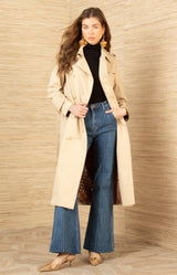 Paola Twill Trench-Coat, color-Beige