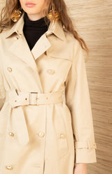 Paola Twill Trench-Coat, color-Beige