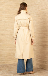Paola Twill Trench-Coat, color-Beige