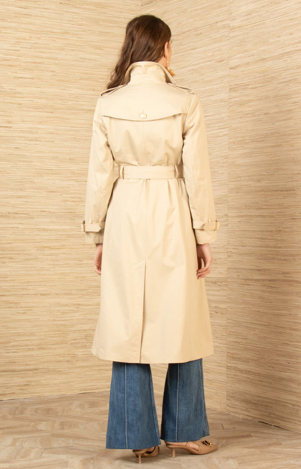 Paola Twill Trench-Coat, color-Beige