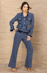 Nyomi Boucle Tweed Jacket, color-Navy