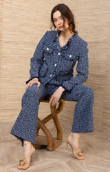 Nyomi Boucle Tweed Jacket, color-Navy