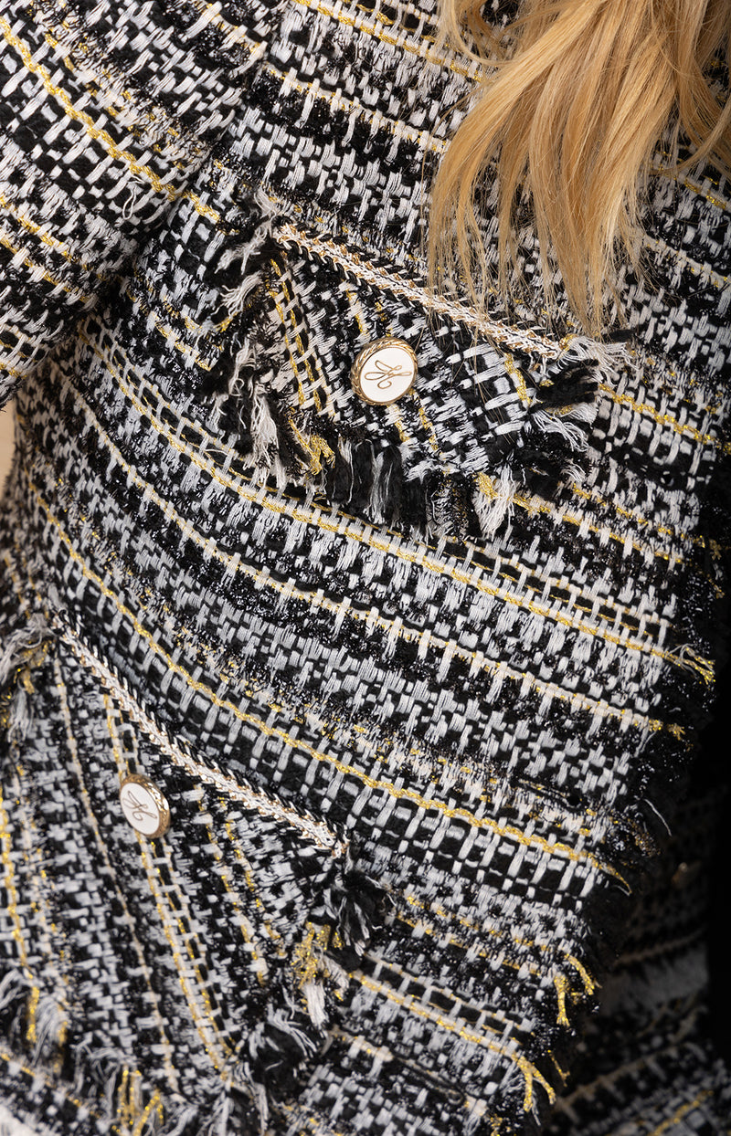 Nyomi Boucle Tweed Jacket, color-Black