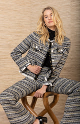 Nyomi Boucle Tweed Jacket, color-Black