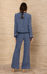 Dalia Bouble Tweed Pant, color-Navy
