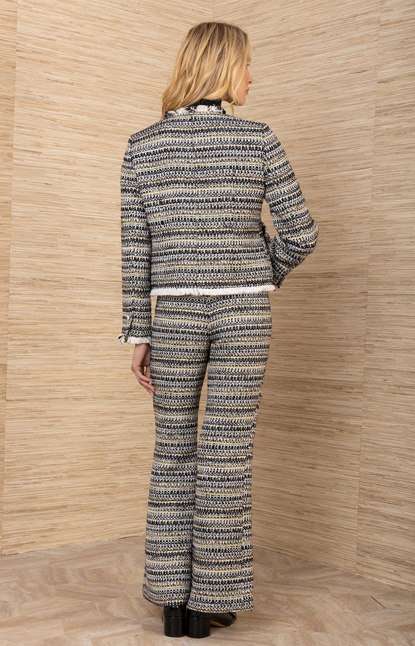 Dalia Bouble Tweed Pant, color-Black