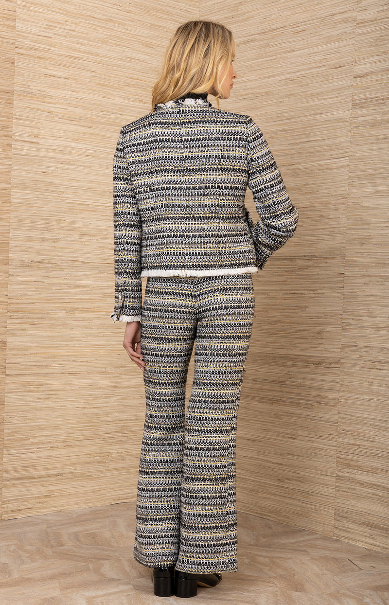 Dalia Bouble Tweed Pant, color-Black