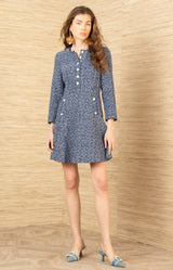 Austyn Boucle Tweed Dress, color-Navy