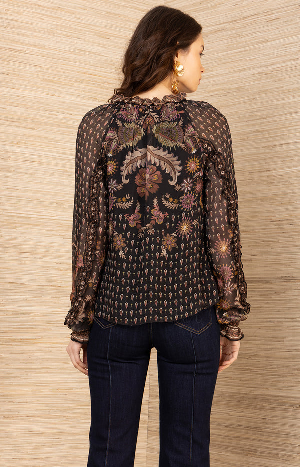 Robin Chiffon Top, color-Black