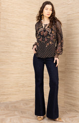 Robin Chiffon Top, color-Black