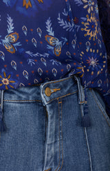 Robin Chiffon Top, color-Navy