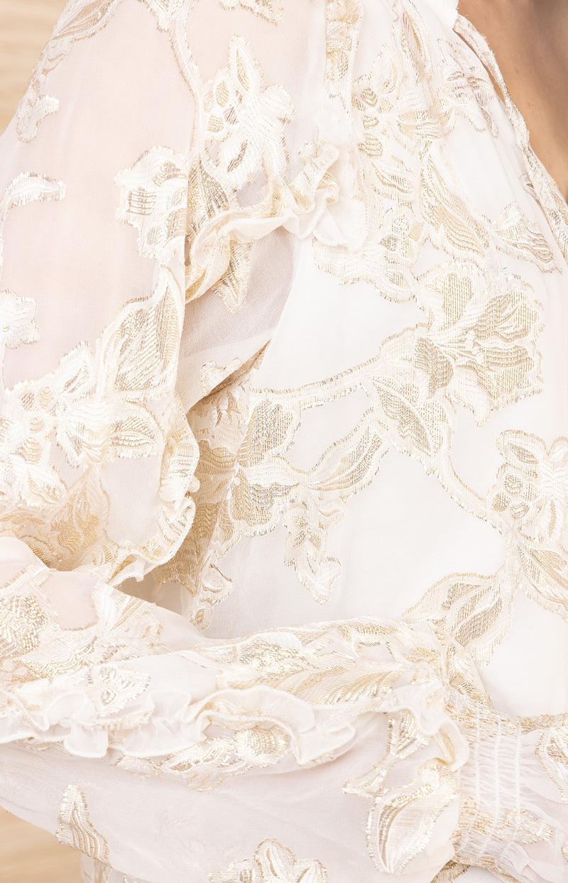 Robin Lurex Chiffon Top, color-Ivory