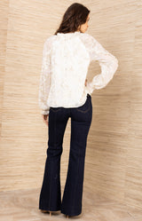 Robin Lurex Chiffon Top, color-Ivory