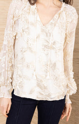 Robin Lurex Chiffon Top, color-Ivory