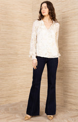 Robin Lurex Chiffon Top, color-Ivory