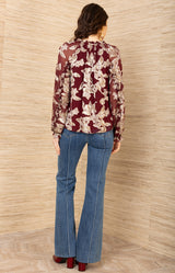 Robin Lurex Chiffon Top, color-Wine