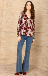 Robin Lurex Chiffon Top, color-Wine
