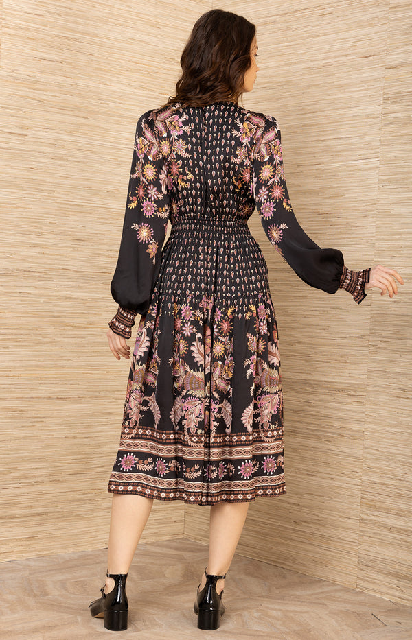 Raquel Charmeuse Dress, color-Black