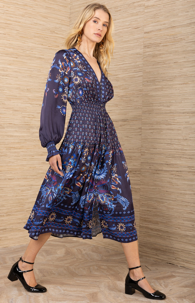 Raquel Charmeuse Dress, color-Black