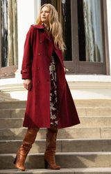 Paola Twill Trench-Coat, color-Wine