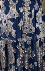Raquel Silk Dress, color-Navy