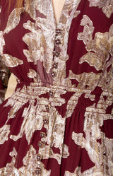 Raquel Silk Dress, color-Wine