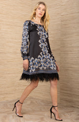 Loretta Charmeuse Dress, color-Black