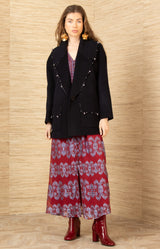 Landry Wool Beaded Coat, color-Black