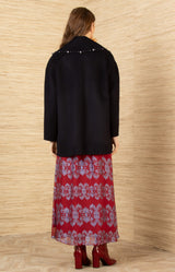 Landry Wool Beaded Coat, color-Black