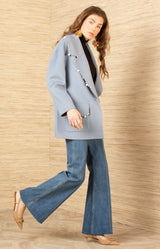 Landry Wool Beaded Coat, color-Blue