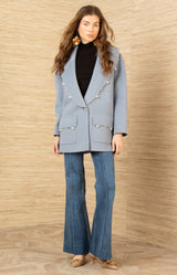 Landry Wool Beaded Coat, color-Blue