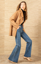 Landry Wool Beaded Coat, color-Camel