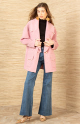 Landry Wool Beaded Coat, color-Pink