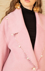 Landry Wool Beaded Coat, color-Pink
