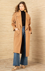 Braylee Wool Beaded Mid Coat, color-Black