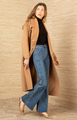 Braylee Wool Beaded Mid Coat, color-Black