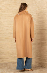 Braylee Wool Beaded Mid Coat, color-Black