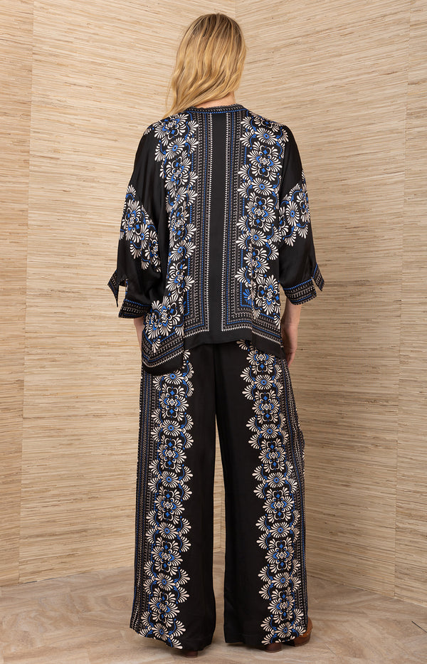 Zaria Charmeuse Top, color-Black