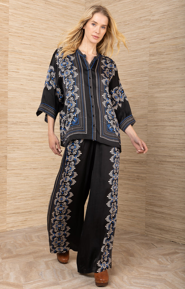 Zaria Charmeuse Top, color-Black
